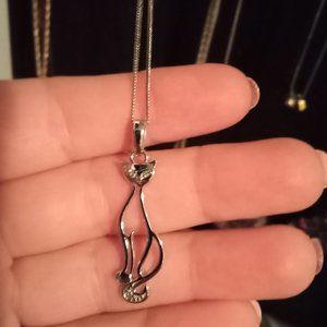Sterling and Swarovski Crystal cat pendant